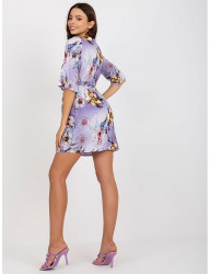 Fialové kvetované šaty s opaskom W6243 #1