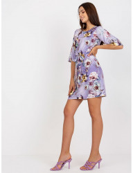 Fialové kvetované šaty s opaskom W6243 #2