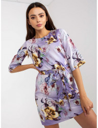 Fialové kvetované šaty s opaskom W6243 #3