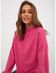 Fuchsiová jednofarebná mikina bez kapucne W8372 #3