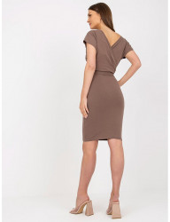 Hnedé elegantné šaty s viazaním W6356 #1