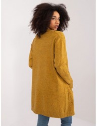 Horčicový voľný kardigán s vreckami B4043 #1