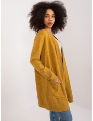 Horčicový voľný kardigán s vreckami B4043 #2