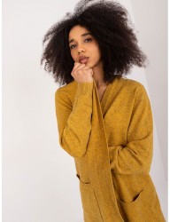 Horčicový voľný kardigán s vreckami B4043 #3