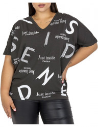 Kaki dámske tričko s potlačou písmen W5970
