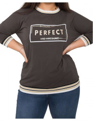 Kaki tričko s nápisom perfect a mašĺami na chrbte Y9904