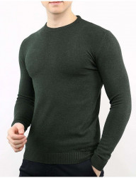 Khaki pánsky tenký pletený pulóver N7188 #1