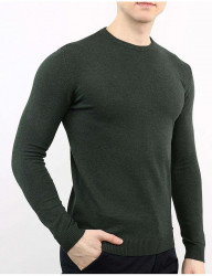 Khaki pánsky tenký pletený pulóver N7188 #2