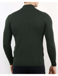 Khaki pánsky tenký pletený pulóver so stojačikom N7190 #3