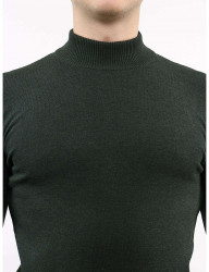 Khaki pánsky tenký pletený pulóver so stojačikom N7190 #4