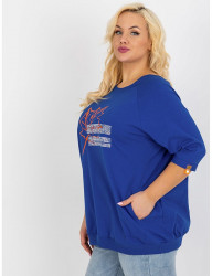 Kráľovsky modré tričko s potlačou a vreckami W8625 #4