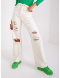 Krémové džínsy sylvie s dierami W5290 #4