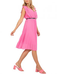 Ľahké ružové plisované šaty s opaskom W5820