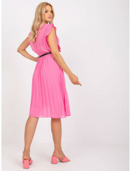 Ľahké ružové plisované šaty s opaskom W5820 #1