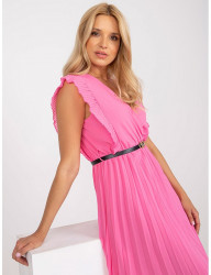 Ľahké ružové plisované šaty s opaskom W5820 #3