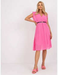 Ľahké ružové plisované šaty s opaskom W5820 #4