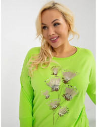 Limetkovo zelené tričko s nášivkou kvetín W8637 #2