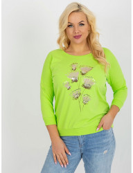 Limetkovo zelené tričko s nášivkou kvetín W8637 #3