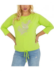 Limetkovo zelené tričko s trblietavou potlačou W8651