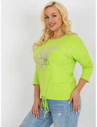 Limetkovo zelené tričko s trblietavou potlačou W8651 #3
