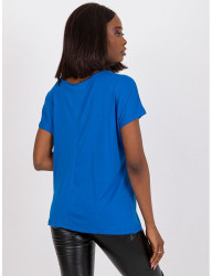 Modré dámske tričko s výstrihom s čipkou W4386 #1