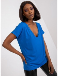 Modré dámske tričko s výstrihom s čipkou W4386 #2