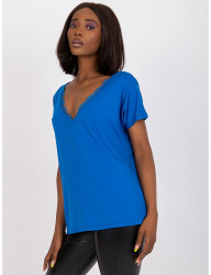 Modré dámske tričko s výstrihom s čipkou W4386 #3