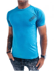 Modré pánske tričko s malou potlačou B0453