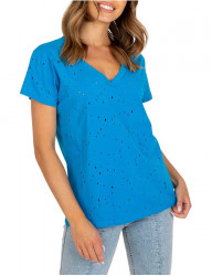 Modré tričko s dierovaním W6304