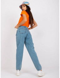 Modré voľné džínsy s opaskom W5288 #1