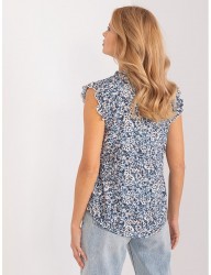 Modro-biela vzorovaná blúzka s volánmi B4390 #1