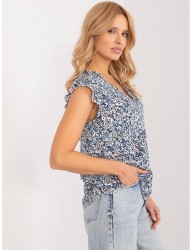 Modro-biela vzorovaná blúzka s volánmi B4390 #2