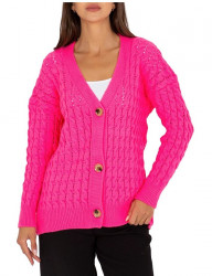 Neónovo ružový pletený pulóver na gombíky W7542