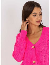 Neónovo ružový pletený svetrík na gombíky W7546 #5