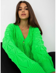 Neónovo zelený pletený svetrík na gombíky W7564 #2