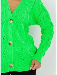 Neónovo zelený pletený svetrík na gombíky W7564 #3