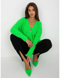 Neónovo zelený pletený svetrík na gombíky W7564 #5