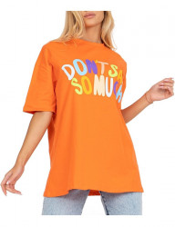 Oranžové dámske oversize tričko s nápisom W5379
