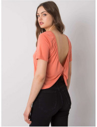 Oranžové dámske tričko s výstrihom na chrbte Y5767 #1