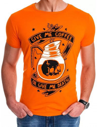 Oranžové pánske tričko give me coffee Y0224