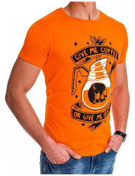 Oranžové pánske tričko give me coffee Y0224 #1