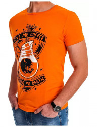 Oranžové pánske tričko give me coffee Y0224 #2