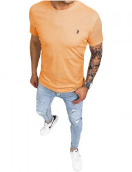Oranžové tričko s výšivkou na hrudi W6901