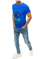 Pánske modré tričko s potlačou N7092 #1