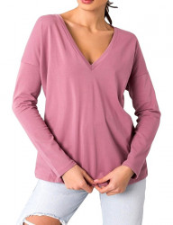 Ružové dámske tričko s dlhým rukávom N5170