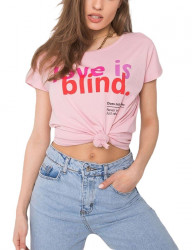 Ružové dámske tričko s nápisom love is blind N9542