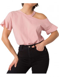 Ružové dámske tričko s prestrihom Y2102