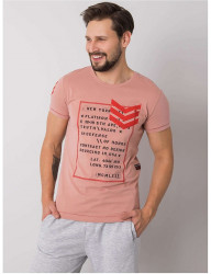 Ružové pánske tričko s potlačou N9983 #2
