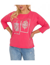 Ružové tričko s potlačou s kamienkami W8644