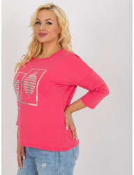 Ružové tričko s potlačou s kamienkami W8644 #3